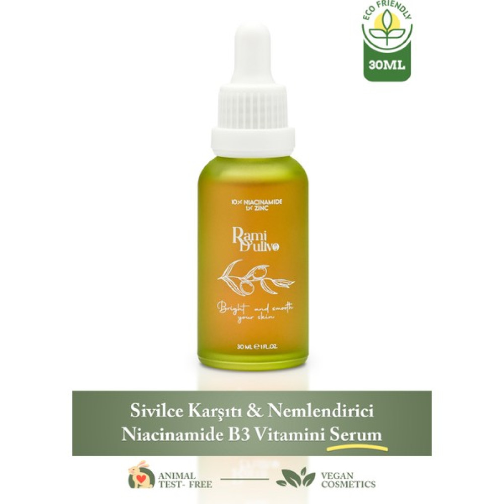 Rami D'ulivo Sivilce Karşıtı & Nemlendirici Niacinamide (B3 Vitamini) Serum (Niacinamide 10% + Zinc Pca 1%) Akne ve Sivilce Bakımı Fiyatı