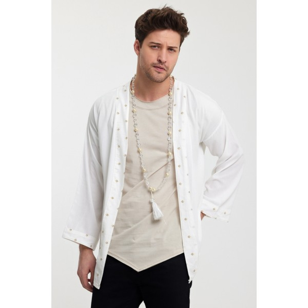 Rammers Kimono %100 Şile Bezi Kumaş Beyaz Erkek Yelek Fiyatı