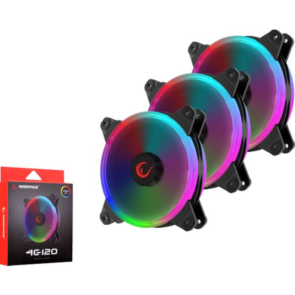 Rampage 4C-120 120*120*25MM Gökkuşağı Renkli Kasa Fanı (3lü Set) Soğutucular Fiyatı
