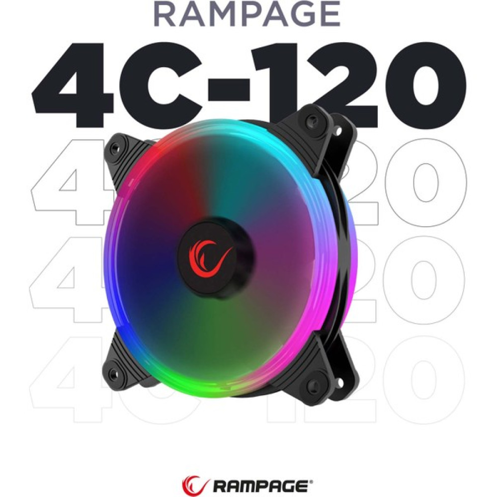 Rampage 4C-120 12cm Double Ring 5 Renk Ledli Gökkuşağı Rainbow Kasa Fanı Soğutucular Fiyatı
