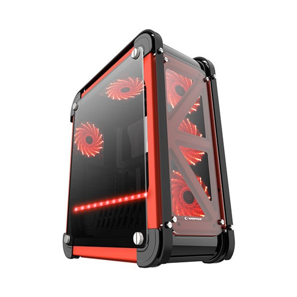 Rampage Castle Siyah/Kırmızı 4in1 Kart Okuyucu + Led Şeritli Temper Glass Çelik Gövdeli Oyuncu Kasa - Siyah PC Kasaları Fiyatı