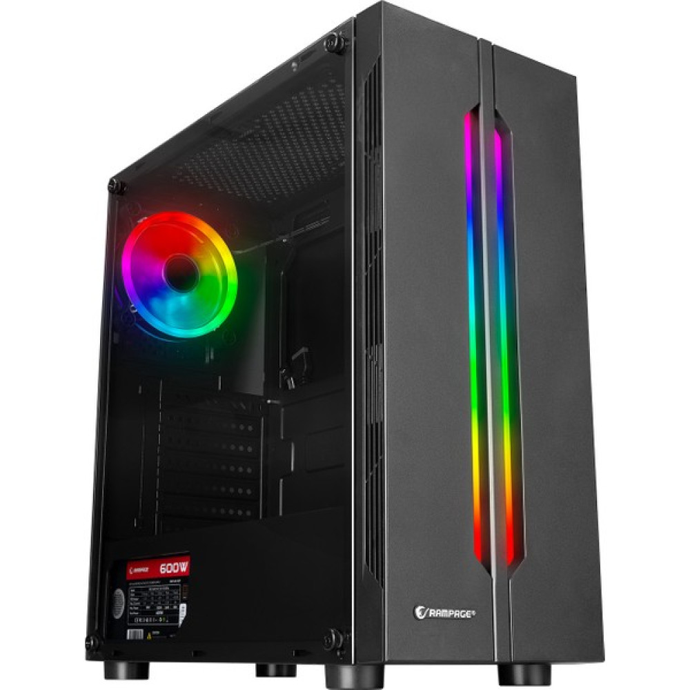 Rampage Spectra Tempered Glass 600W 80PLUS Rainbow Fan ve Ledli 1*usb 3.0 + 2* USB 2.0 Gaming Kasa PC Kasaları Fiyatı