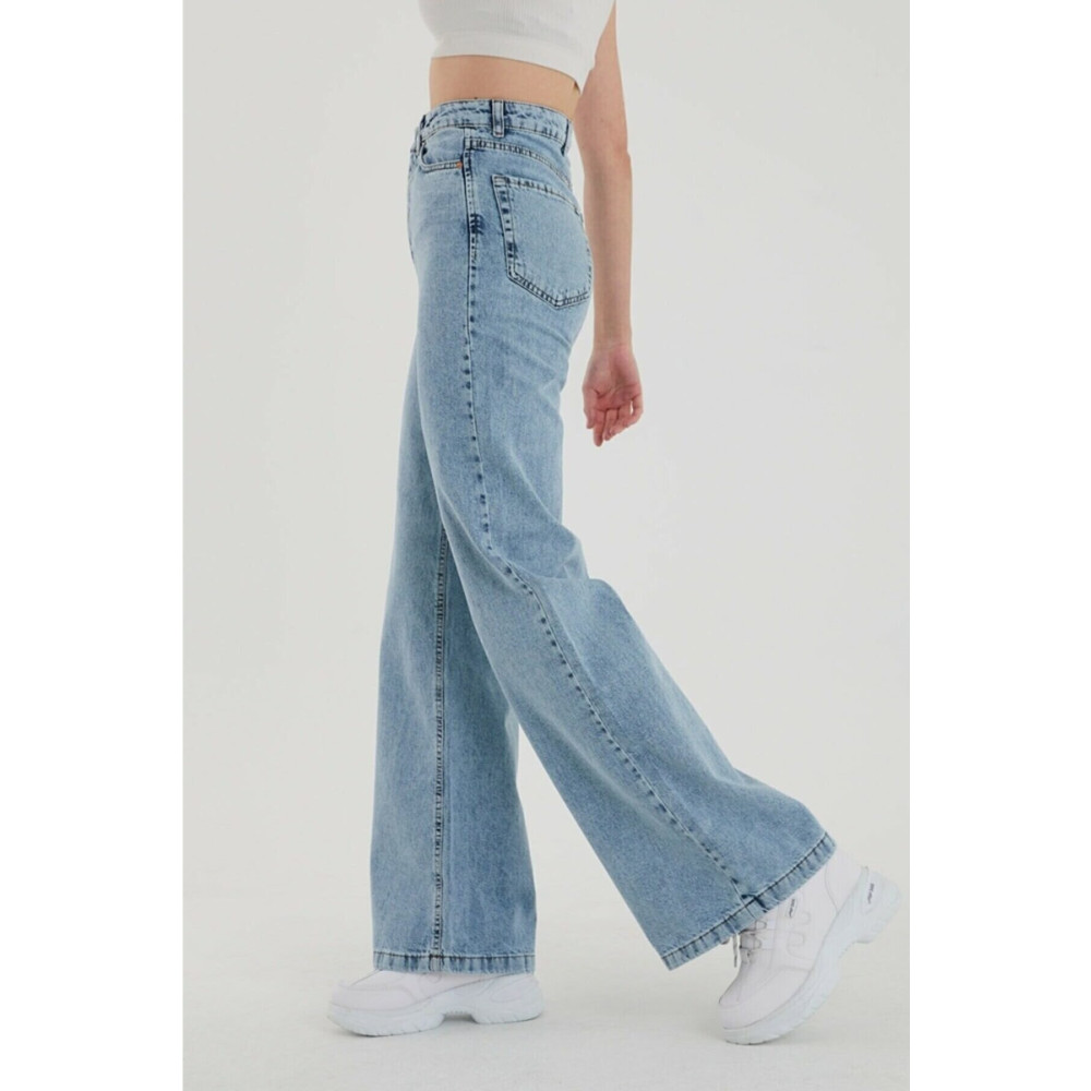Ramrod -buz Kar Likralı Süper Yüksek Bel Salaş Jeans Palazzo Pantolon. (SÜPER YÜKSEK) Wide Leg 22 Beden Bayan Jeans / Kot Pantolon Fiyatı