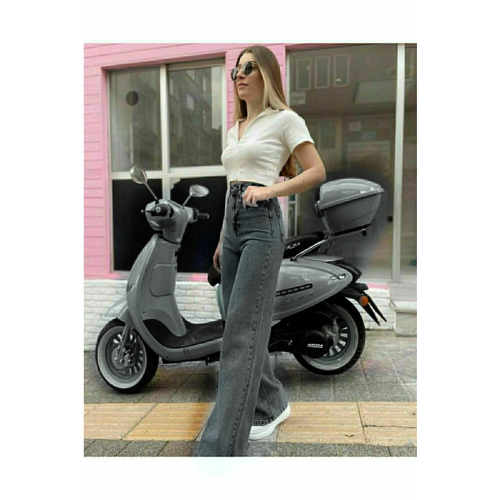 Ramrod Kül Gri Füme Power Likralı Süper Yüksek Bel Salaş Jeans Palazzo Pantolon 31 Beden Bayan Jeans / Kot Pantolon Fiyatı
