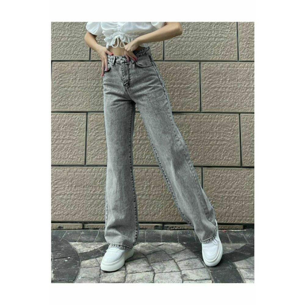 Ramrod Kül Gri Füme Power Likralı Süper Yüksek Bel Salaş Jeans Palazzo Pantolon 38 Beden Bayan Jeans / Kot Pantolon Fiyatı