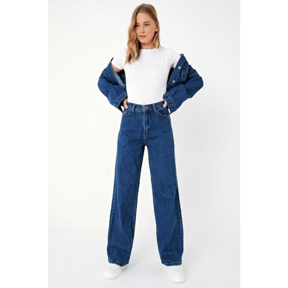 Ramrod Mavi Power Likralı Süper Yüksek Bel Salaş Jeans Palazzo Pantolon 24 Beden Bayan Jeans / Kot Pantolon Fiyatı