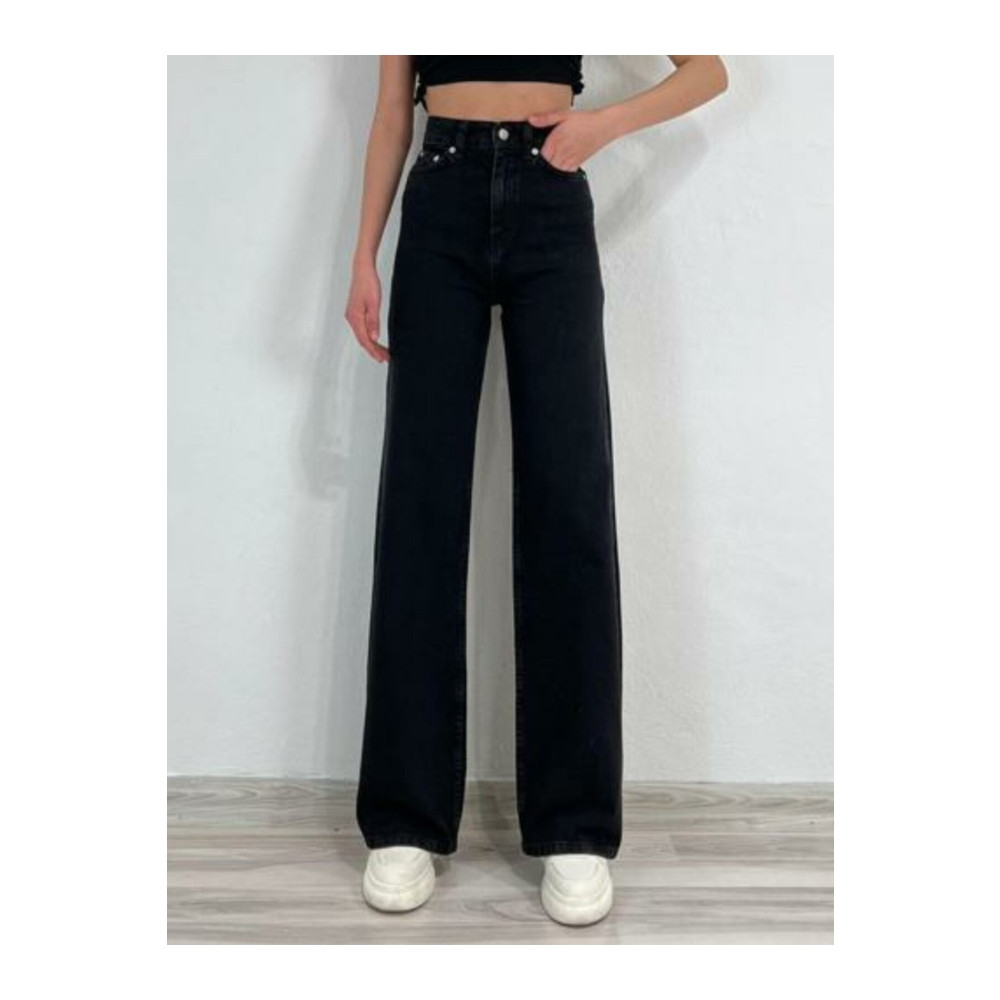 Ramrod -siyah Likralı Süper Yüksek Bel Salaş Jeans Palazzo Pantolon. (SÜPER YÜKSEK) Wide Leg 33 Beden Bayan Jeans / Kot Pantolon Fiyatı