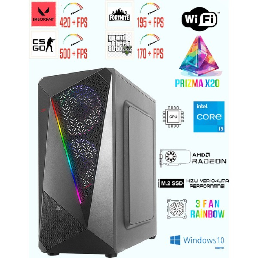 Ramtech Prizma X20 I5 6500 / 16GB Ram / Rx 580 8gb 256BİT / 1tb Nvme M2 SSD Oyuncu Masaüstü Bilgisayarı Oto Boyaları Fiyatı