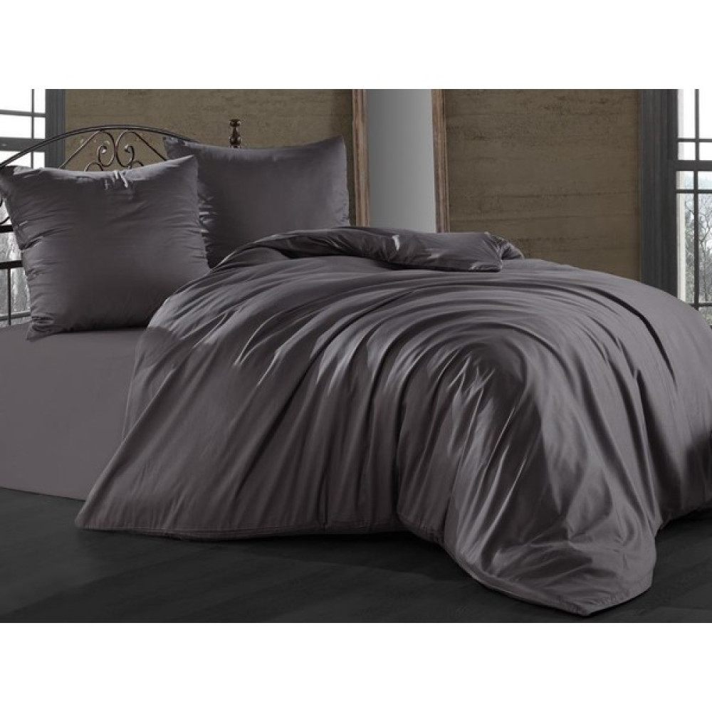 Ranforce Pamuklu Çarşafı Lastikli Çift Kişilik Nevresim Takımı - Antrasit - 200 x 220 cm Nevresim Takımı Fiyatı