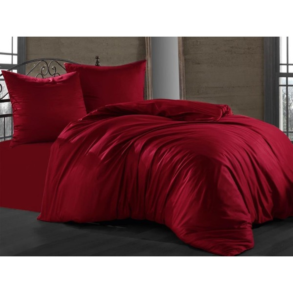 Ranforce Pamuklu Çarşafı Lastikli Çift Kişilik Nevresim Takımı - Bordo - 200 x 220 cm Nevresim Takımı Fiyatı