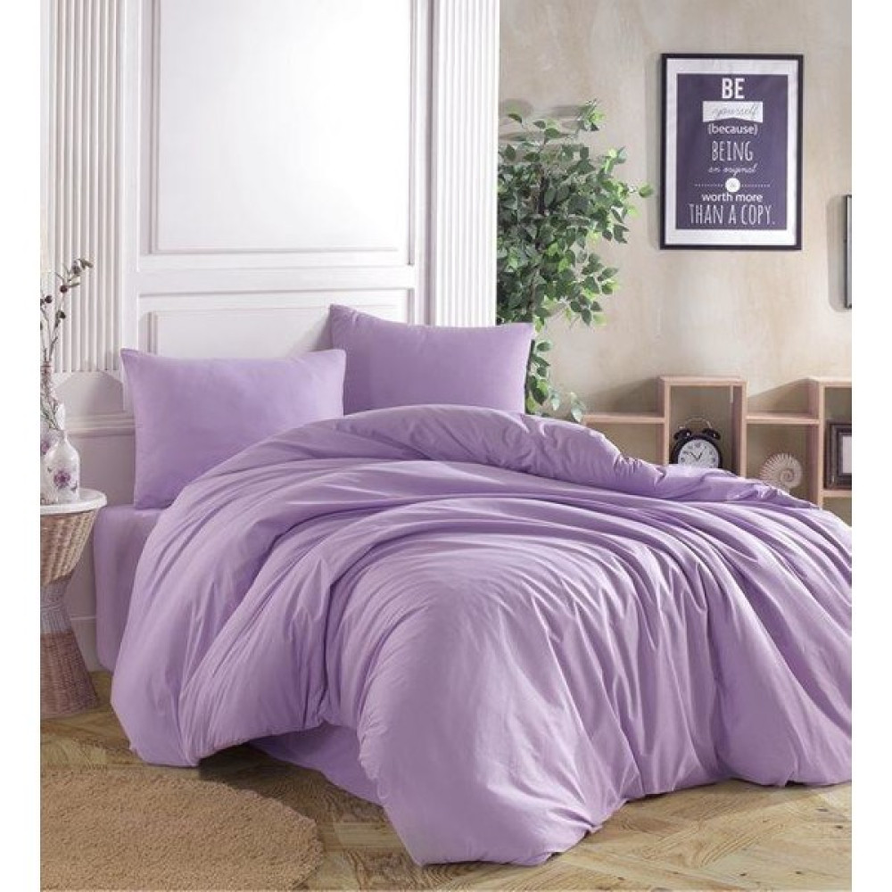 Ranforce Pamuklu Çarşafı Lastikli Çift Kişilik Nevresim Takımı - Lila - 200 x 220 cm Nevresim Takımı Fiyatı
