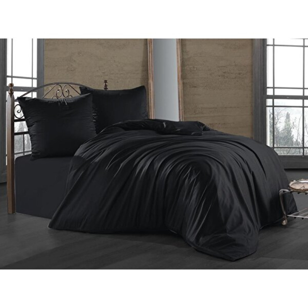 Ranforce Pamuklu Çarşafı Lastikli Çift Kişilik Nevresim Takımı - Siyah - 200 x 220 cm Nevresim Takımı Fiyatı
