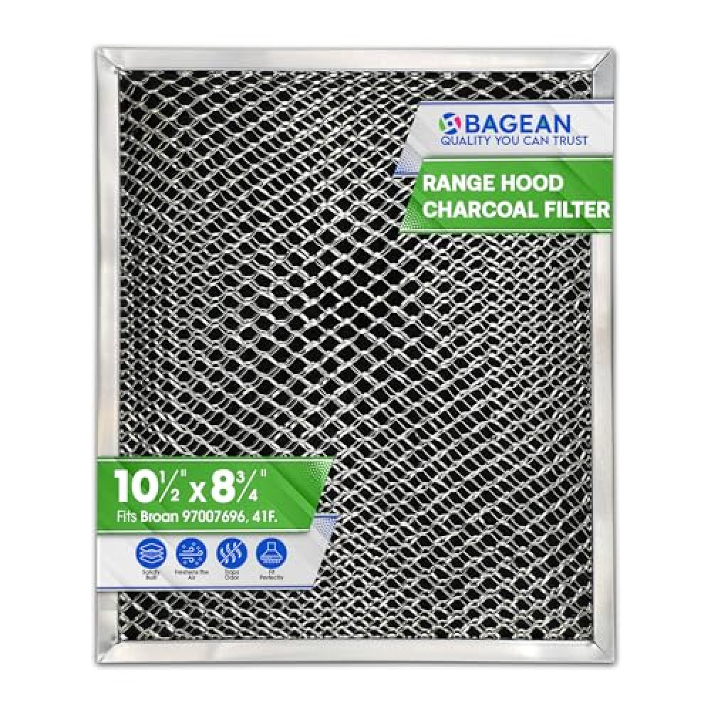 Range Hood Filter 10.5 x 8.75 Inch Fits 41F 97007696 Broan Range Hood Filter Replacement for Ductless Stove Hood Vent Filter - Charcoal Grease Combo For Hood Filters & Freshens Kitchen Oven Air (1-Pk)
