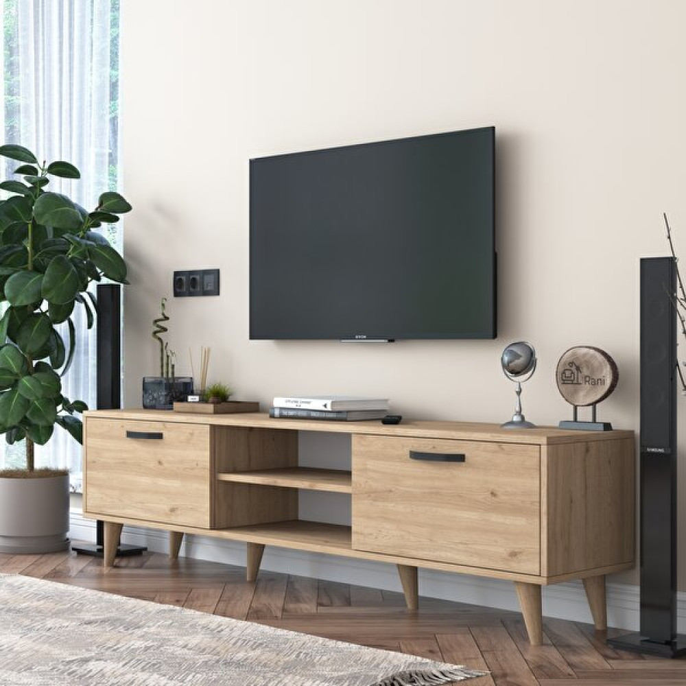 Rani A5 Tv Ünitesi Modern Ayaklı Tv Sehpası 180 cm Sepet Ceviz Tv Ünitesi / Sehpası Fiyatı