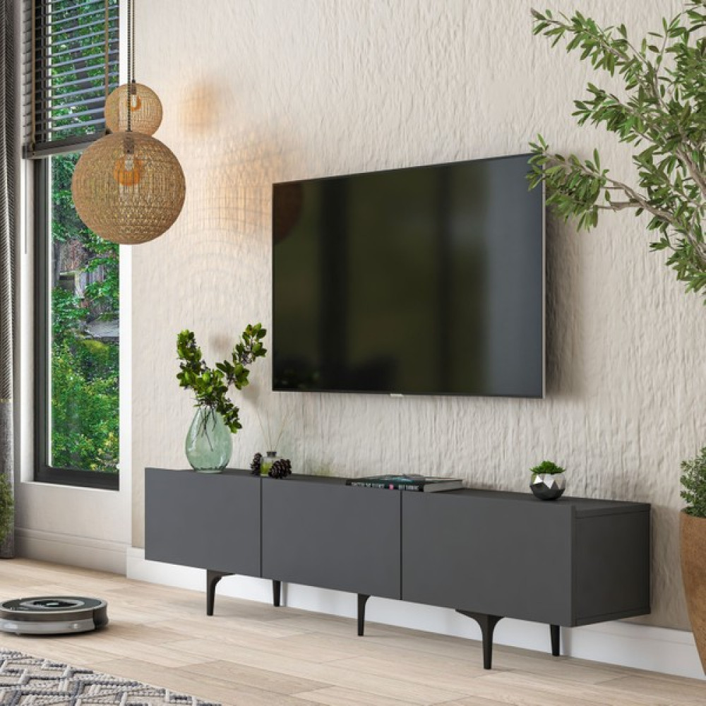Rani AA135 Tv Ünitesi Düşer Kapaklı Tv Sehpası 180 cm Antrasit Tv Ünitesi / Sehpası Fiyatı