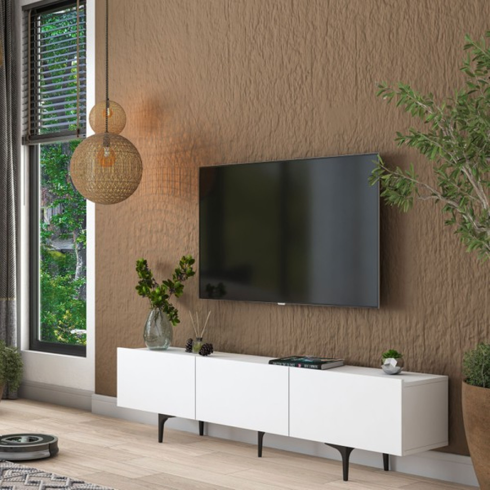 Rani AA135 Tv Ünitesi Düşer Kapaklı Tv Sehpası 180 cm Beyaz Tv Ünitesi / Sehpası Fiyatı