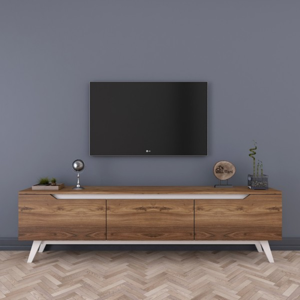 Rani D1 Tv Ünitesi Modern Ayaklı Tv Sehpası 180 cm Minyatür Ceviz - Beyaz Tv Ünitesi / Sehpası Fiyatı