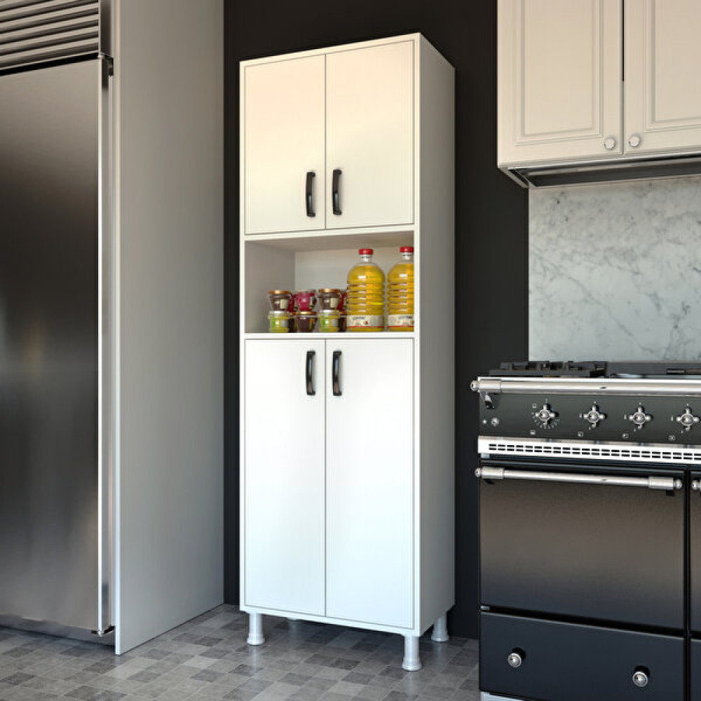 Rani F1 Çok Amaçlı Dolap 4 Kapaklı 6 Raflı Banyo Kiler Mutfak Dolabı Beyaz M7 Gardrop & Dolap Fiyatı