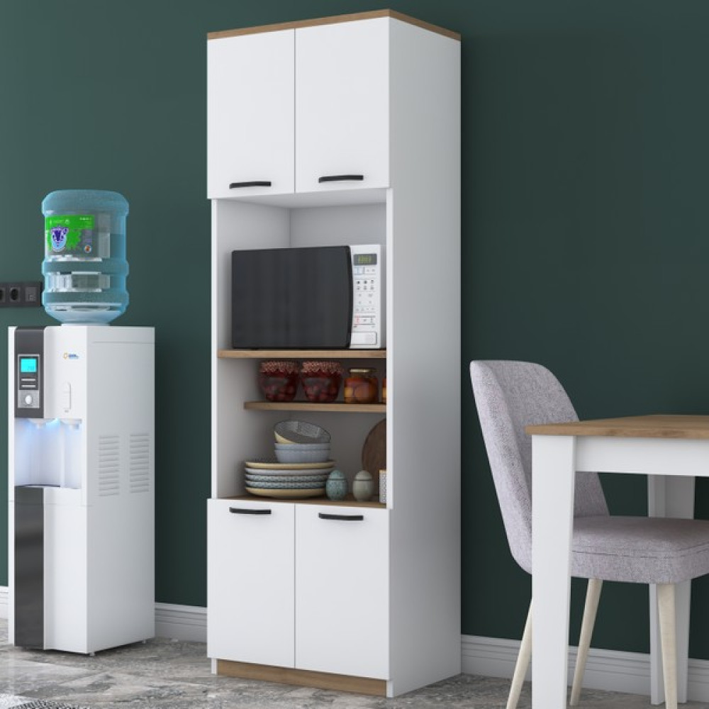 Rani F7 Çok Amaçlı Dolap 4 Kapaklı 6 Raflı Banyo Kiler Mutfak Dolabı Beyaz - Sepet Ceviz Gardrop & Dolap Fiyatı