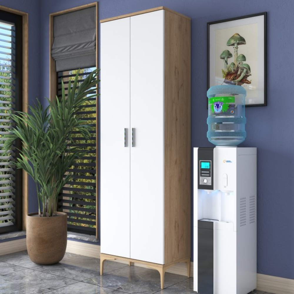 Rani JE102 Çok Amaçlı Dolap 2 Kapaklı 7 Raflı Banyo Kiler Mutfak Dolabı Sepet Ceviz - Beyaz - Beyaz - Ceviz Mutfak Dolabı / Mobilyası Fiyatı