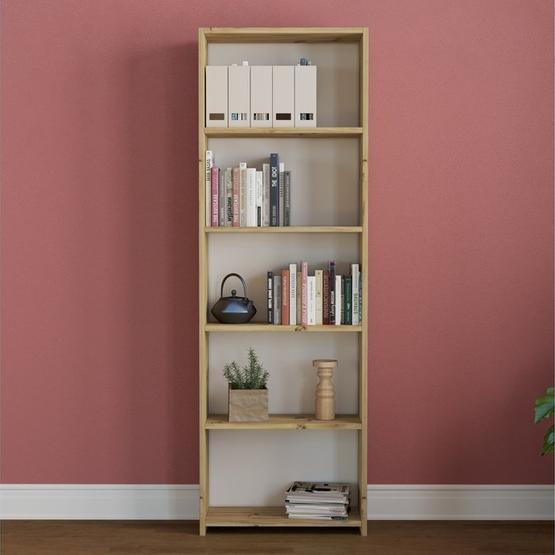 Rani M1 R5 Kitaplık 5 Raflı Çalışma Odası Kütüphane Modern Ceviz Duvar Rafı