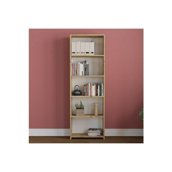 Rani M1 R5 Kitaplık 5 Raflı Çalışma Odası Kütüphane Modern Ceviz Duvar Rafı