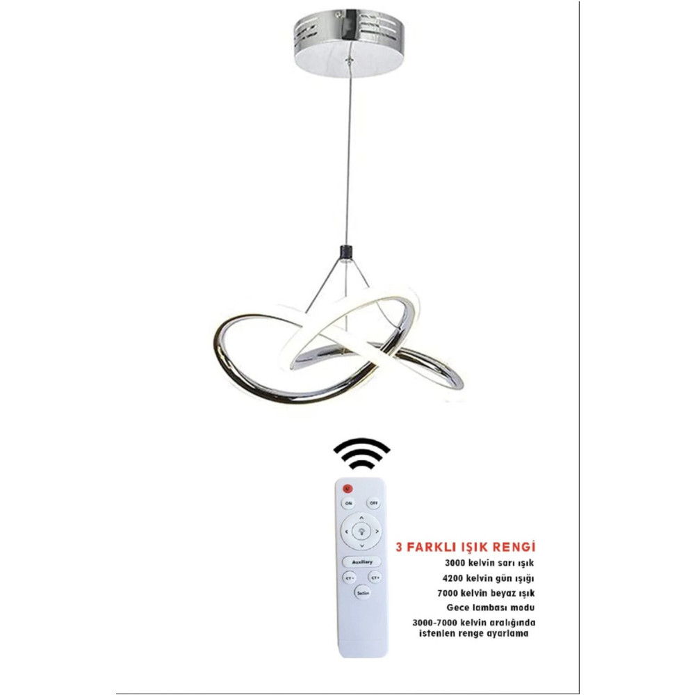 RANSOM 3 Renk Krom Kumandalı Dimmerli 4 Modlu Modern Sarkıt Led Avize Avize Fiyatı
