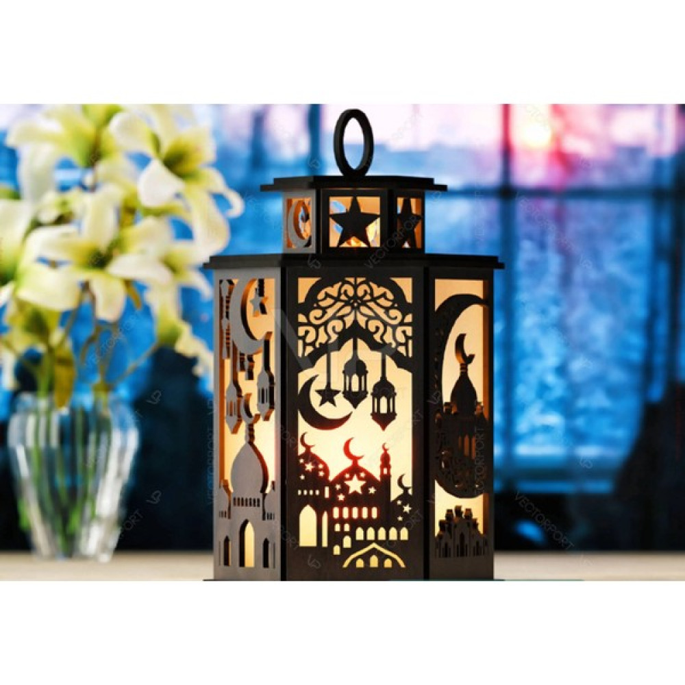 Rapithwin Ahşap Ramazan Modeli Lamba Gece Lambası Ev Fener Dekorasyon Abajur (Tealight Dahildir) - Siyah Gece Lambası Fiyatı