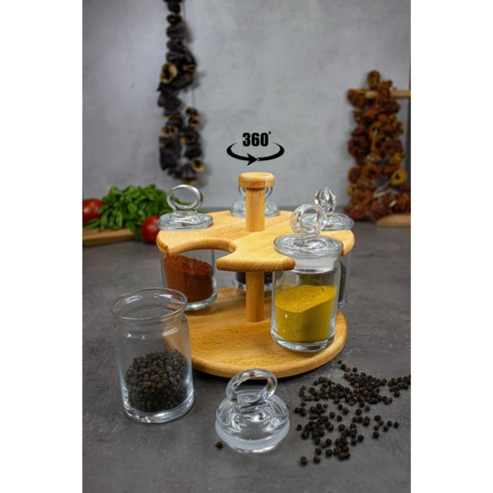 Rapt Döner Standlı 5'li Kaşıklı Baharatlık - Şeffaf - 105 ml Baharat Setleri & Baharatlıklar Fiyatı