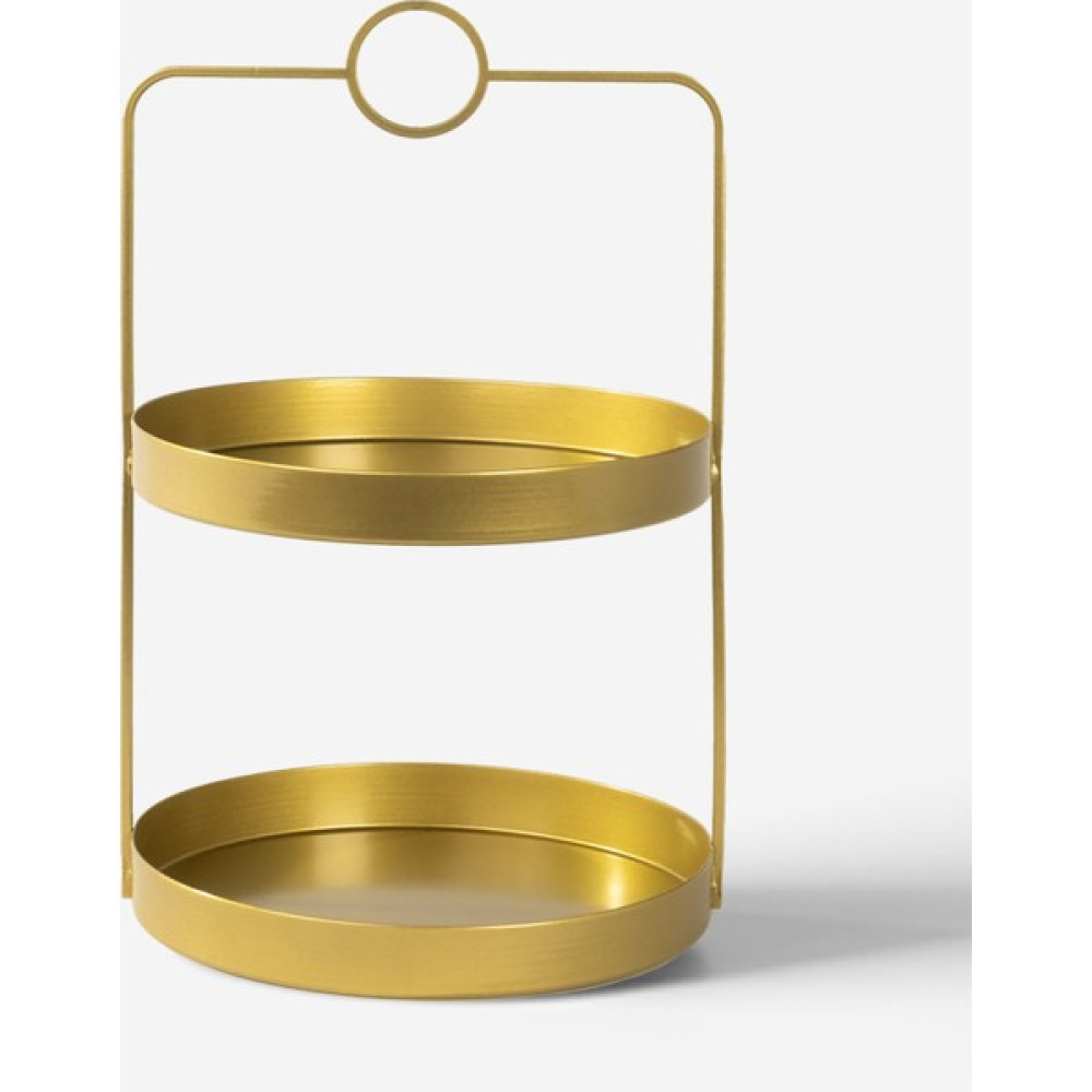 Rarart 2 Katlı Gold Metal Organizer - Çok Amaçlı Düzenleyici - Luna Daire Eşya Saklama / Düzenleme Fiyatı