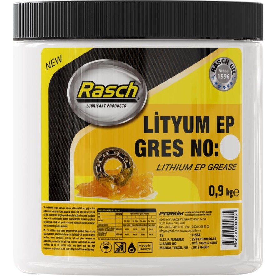 Rasch Lityumlu Yüksek Basınç Ep2 Katı Gres Yağı Sarı - 0.9 Kg. - Lityumlu EP Gres Oto Yağlayıcılar Fiyatı