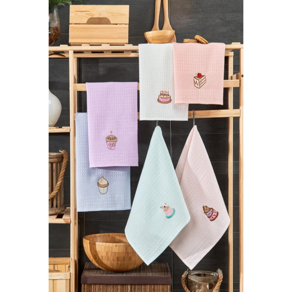 Rasersa 6'lı Açık Pembe Mutfak Havlu Seti - Açık - Pembe - 45 x 60 cm El / Yüz Havlusu Fiyatı