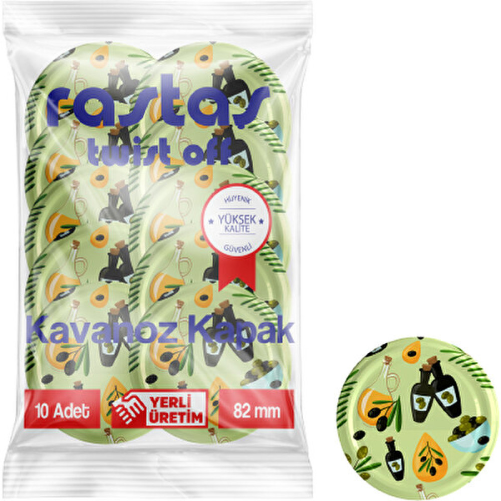 Rastaş Paketli 10 Adet Kavanoz Kapağı -Zeytinli- 82 mm. Saklama Kapları Fiyatı
