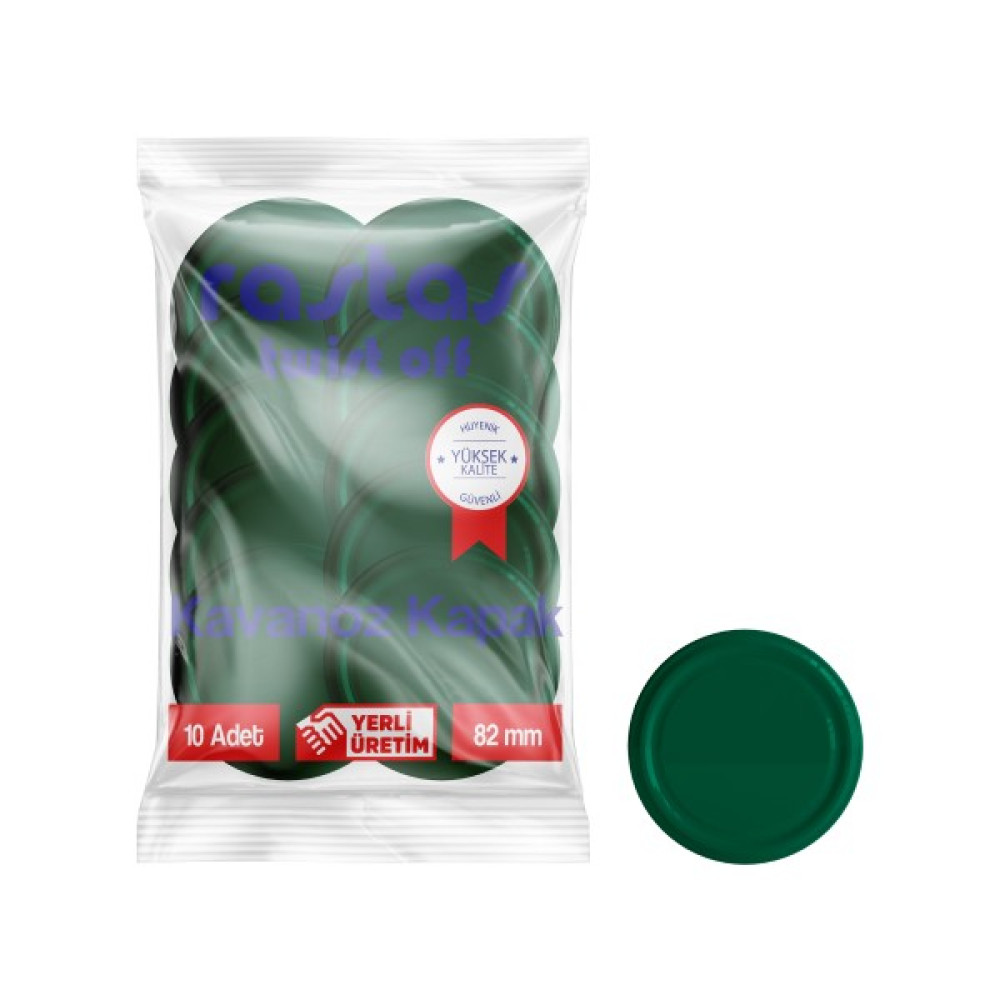 Rastaş Paketli 10 Adet Kavanoz Kapağı - Zümrüt Yeşili- 82 mm. Saklama Kapları Fiyatı