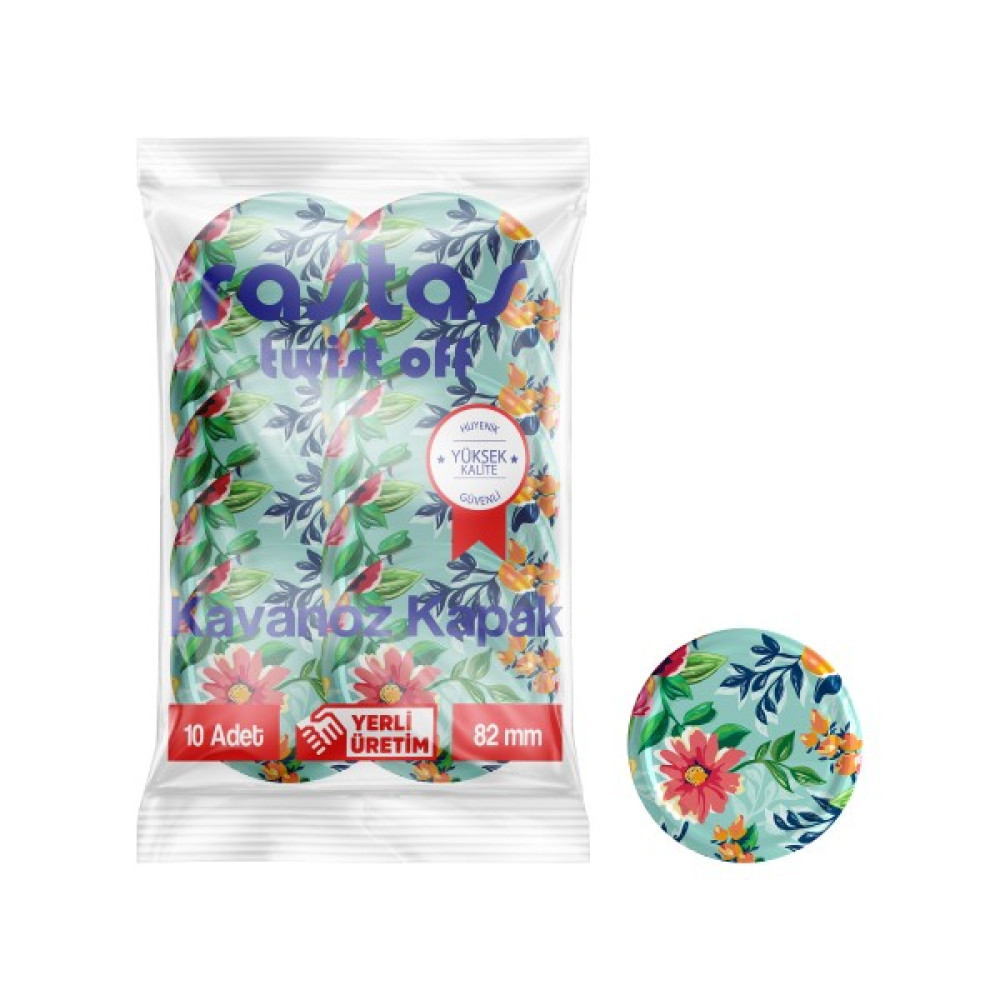 Rastaş Paketli Kavanoz Kapağı - Mavi Çiçekli- 82 mm. Saklama Kapları Fiyatı