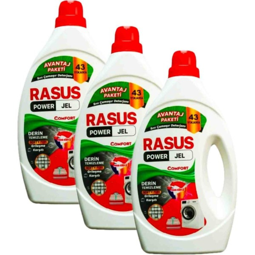 Rasus 3lü Sıvı Çamaşır Deterjanı Grileşme Karşıtı 3 ×43 Yıkama ( Beyazlar Için) - 2,7 lt Çamaşır Deterjanı Fiyatı
