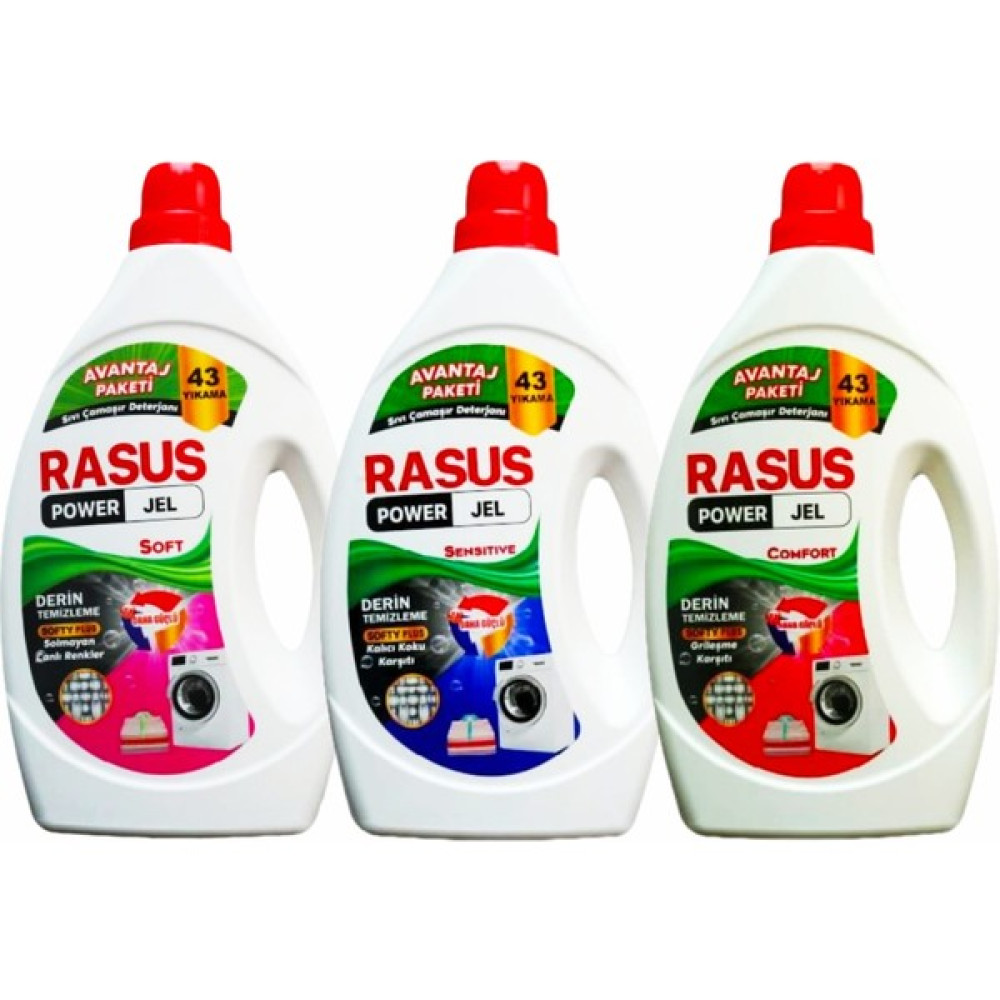 Rasus Sıvı Çamaşır Deterjanı Renkliler ve Beyazlar Için 3 Lu Paket Karışık 3 × 43 Yıkama Çamaşır Deterjanı Fiyatı