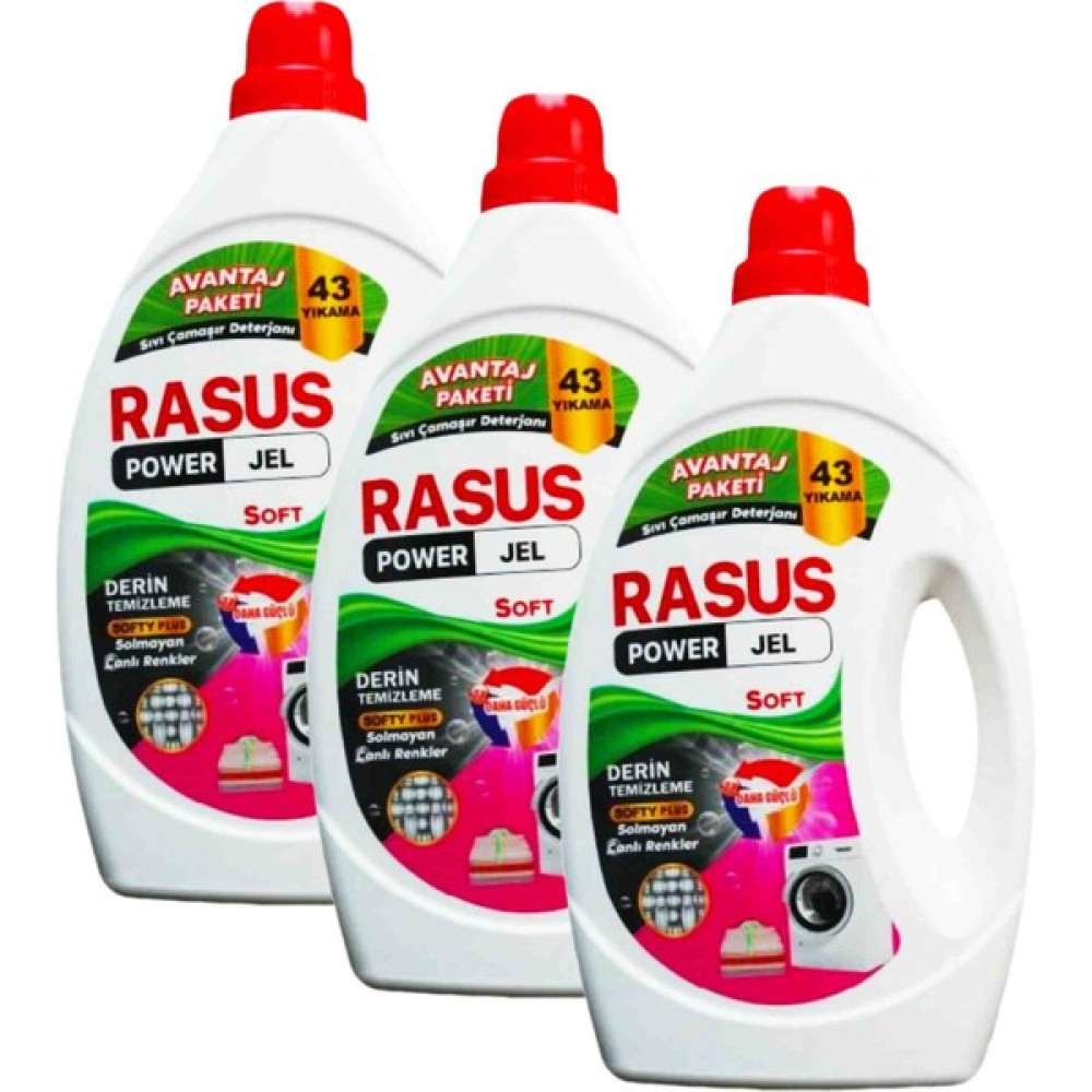 Rasus Sıvı Çamaşır Deterjanı Solmayan Canlı Renkler 3 Lü Paket 3 ×43 Yıkama (Kalıcı Parfum Etkılı) - 2,7 lt Çamaşır Deterjanı Fiyatı