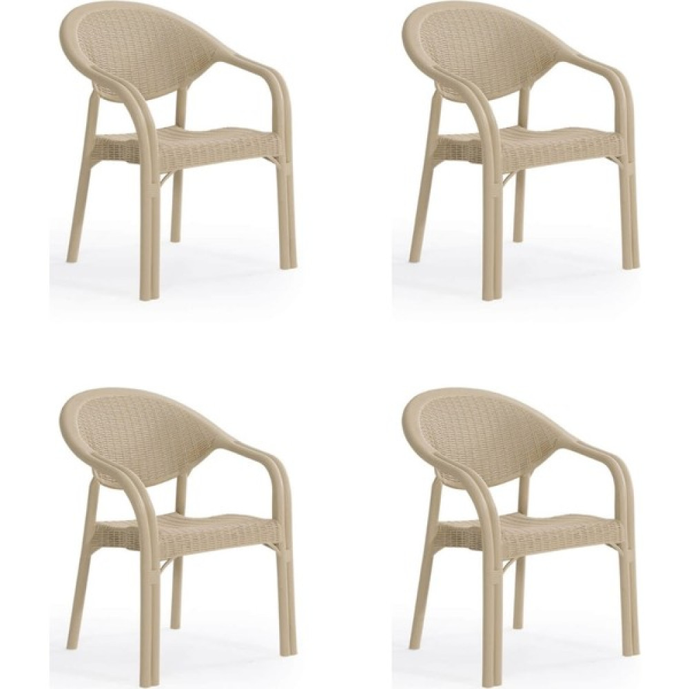 Rattan 4'lü Bambu Bahçe&balkon,teras Sandalye - Bej Oto Boyaları Fiyatı