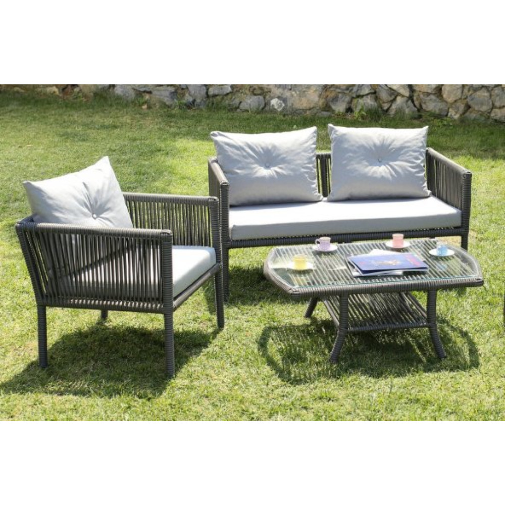 Rattan Bodrum Oturma Grubu Tas Renk Antrasit Mobilya & Dekorasyon Fiyatı