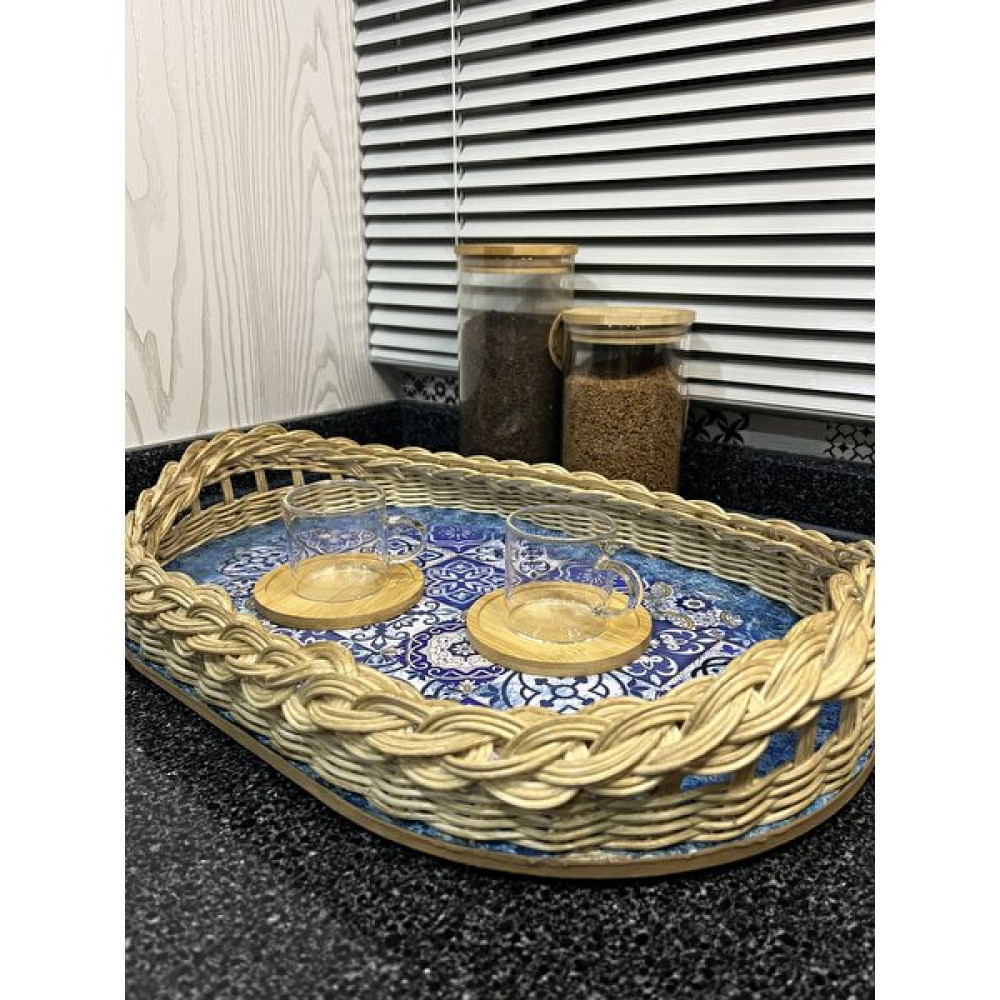 Rattan Home Design Rattan Hasır Dekoratif Tepsi 33X44 cm Servis Tepsisi Fiyatı