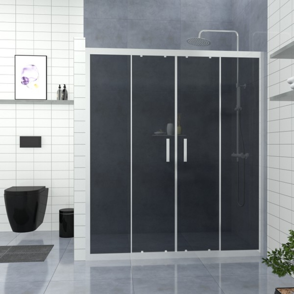 Raumark Silver Castor 6mm Füme Cam Orta Açılır 2 Sabit 2 Sürgü Iki Duvar Arası Duşakabin - 189cm Duşakabin Fiyatı