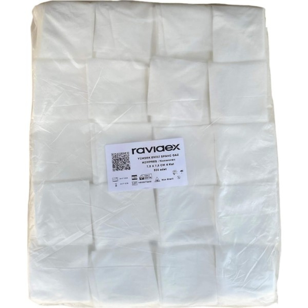 Ravi Yüksek Emici Spanç 7,5*7,5 4 Kat 500'LÜK Ravi (Iplik Gazlı Bez Spanç Değildir-Nonwoven Tip Spançtır) Diğer Fiyatı
