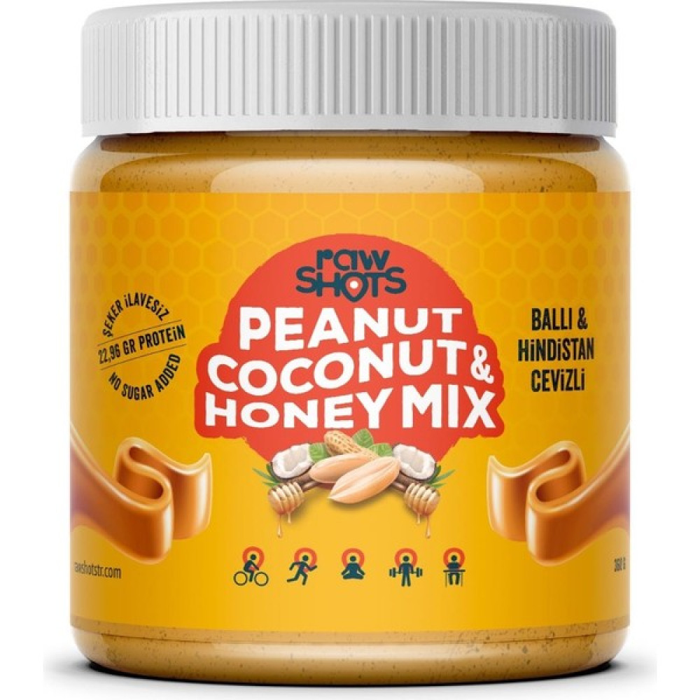 Rawshots Peanut Coconut & Honey Mix Yer Fıstığı Ezmesi 360G - 360 gr Diğer Fiyatı