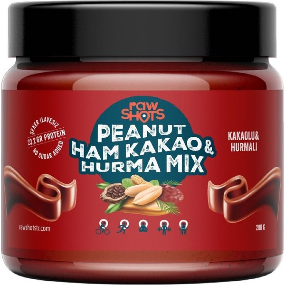 Rawshots Peanut Ham Kakao & Hurma Mix Yer Fıstığı Ezmesi 280G - 280 gr Diğer Fiyatı