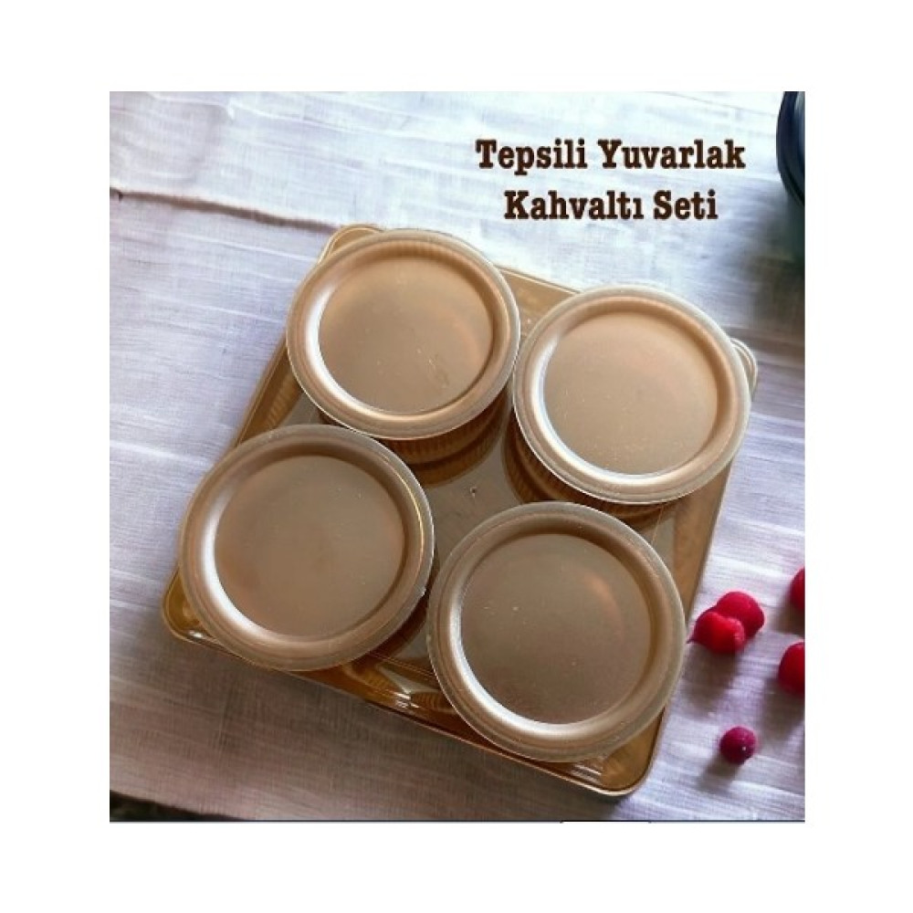 Ray Plastik Tepsili Yuvarlak Kahvaltılık ve Çerezlik Seti Bronz - 4 Adet Saklama Kapları Fiyatı