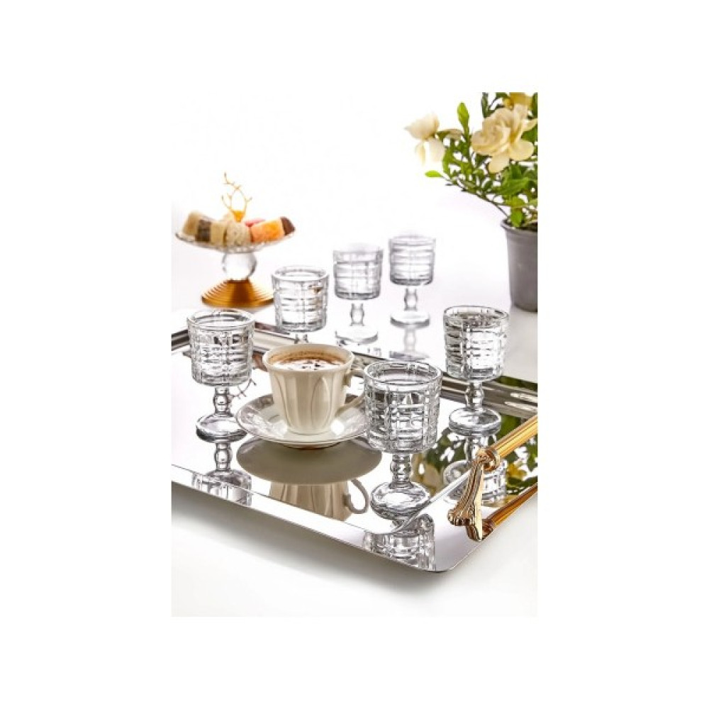 Rayan Cam Bardak 6 Lı Ayaklı Lusy Kahve Yanı Su Bardağı, Coffee, Water Glass 50ml Fincan / Bardak / Kahve Takımı Fiyatı