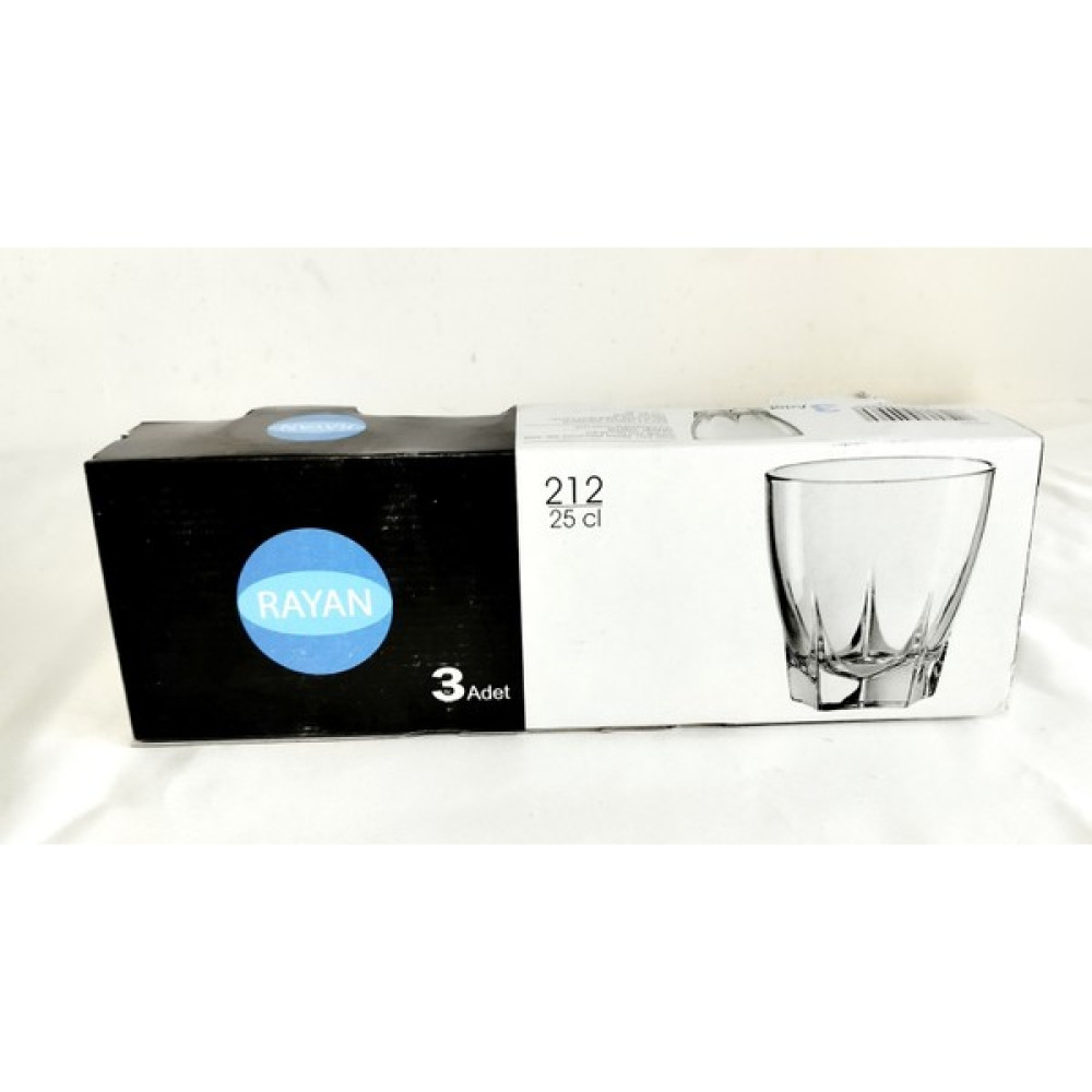 Rayan Cam Bardak Takımı 3 Adet ( Su ve Meşrubat Bardağı 250 ml ) - Şeffaf Fincan / Bardak / Kahve Takımı Fiyatı