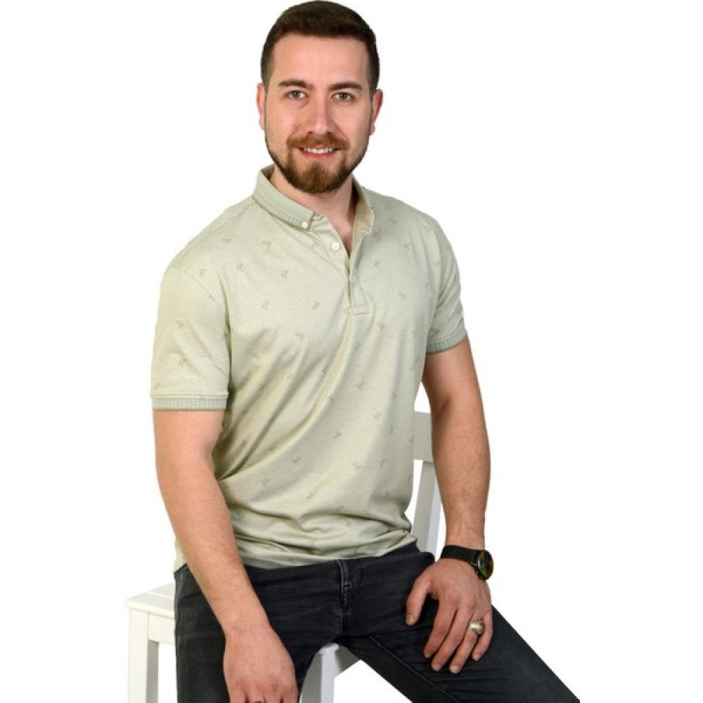 Raymons Erkek Yeşil Polo Yaka Desenli T-Shirt Regular Kesim Erkek T-shirt Fiyatı
