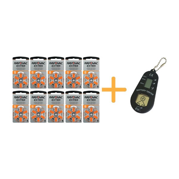 Rayovac Extra 13 Numara Işitme Cihazı Pili (10 Paket x 6 Adet = 60 Adet Pil) + Hediye Işitme Cihazı Pil Ölçer - 10'lu Normal & Şarj Edilebilir Piller Fiyatı